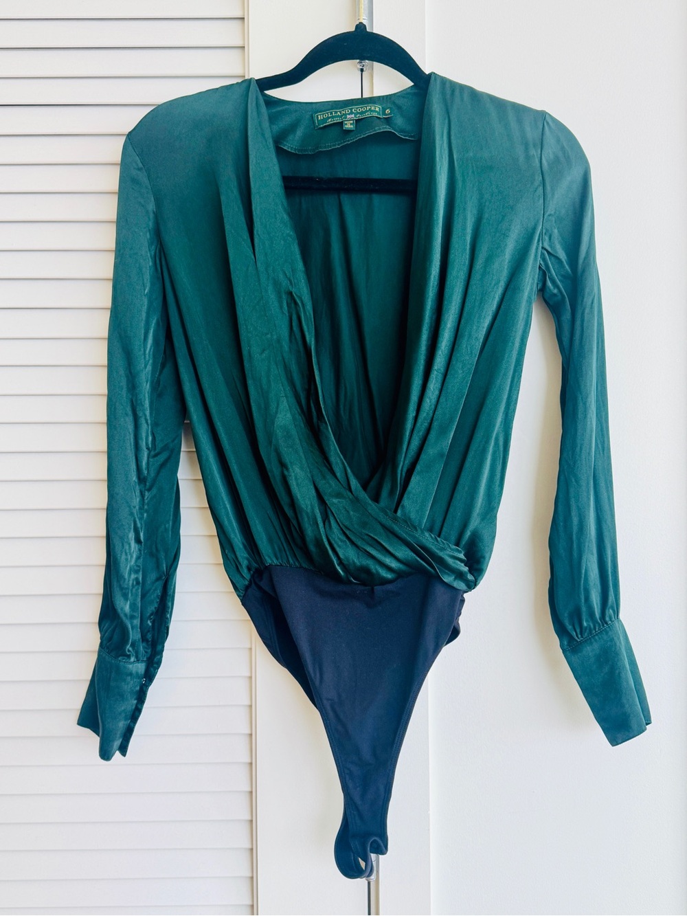 Holland Cooper Dark emerald silky Bodysuit